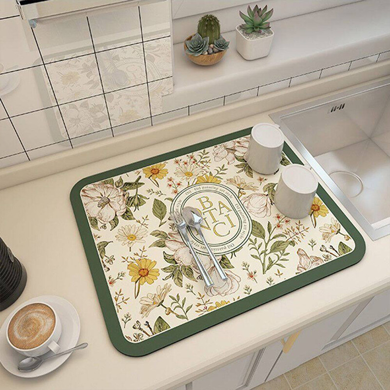 Kitchen Sink Absorbent Pad Kitchen Drain Mat Anti Slip Dish Drying Mat Kitchen Countertop Draining Mat Kitchen Accessories