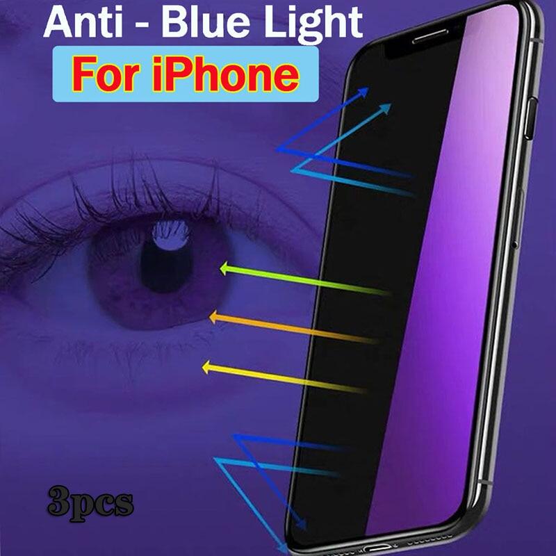 3pcs Anti Blue Light screen protector For iPhone 11 12 13 Mini Pro Max