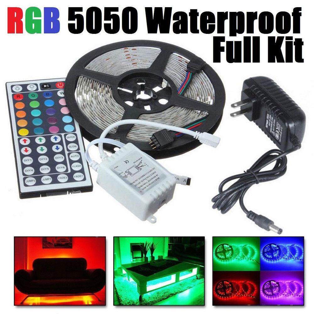 【Free Vận Chuyển + Đèn Flash Deal】5Pcs 5 M RGB 5050 Chống Nước IP65 300 Dây ĐÈN LED Ánh Sáng SMD 44 Chìa Khóa Từ Xa Giáng Sinh 12 V Bộ