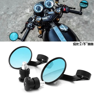 evomosa 2pcs Universal 7/8 Round Bar End Rear Mirrors Motorcycle Motorbike Scooters Rearview Mirror Side View Mirrors