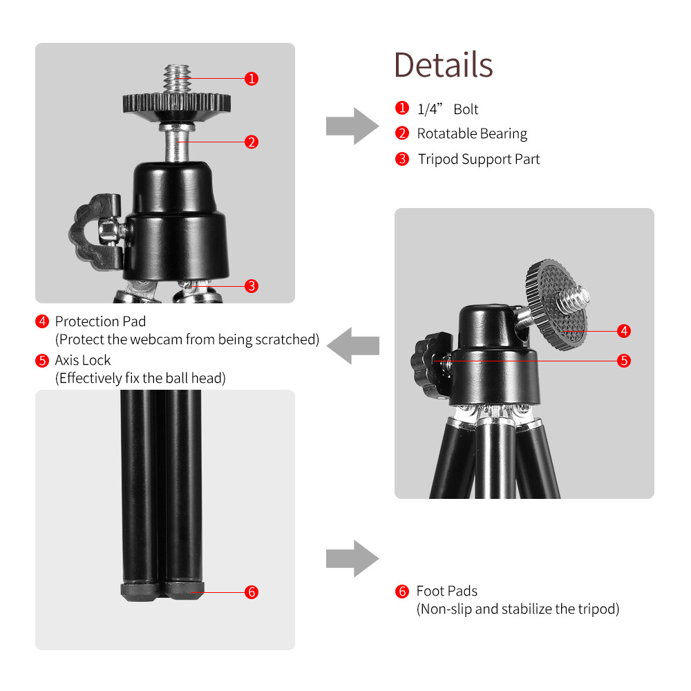 Webcam Mini Cầm Tay Chân Máy Cho Điện Thoại Thông Minh Máy Ảnh Web Linh Hoạt Nhẹ Giá Đỡ Để Bàn Giá Đỡ Điện Thoại Giá Để Bàn