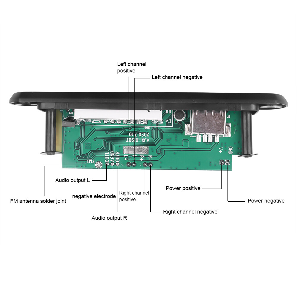 6V-12V Bluetooth 5.0 MP3 Decoder Board Module with USB Audio Player WMA WAV TF/USB Card Slot / FM Remote Board Module with 2*20W Amplifier