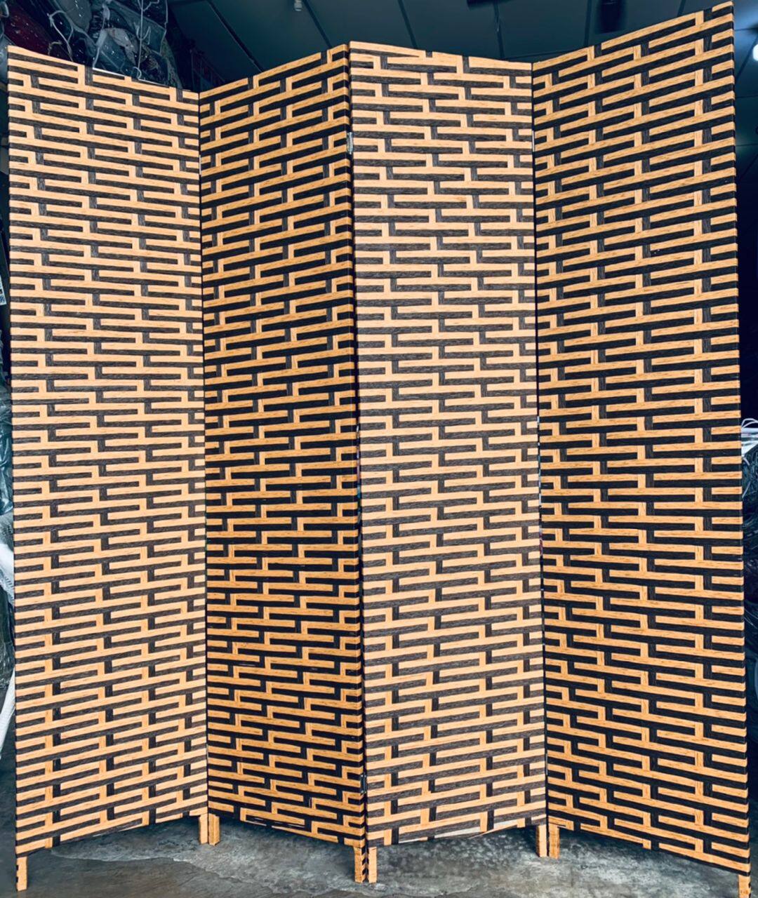 4 Panel Folding Room Divider Screen Removable Storage Shelves Privacy