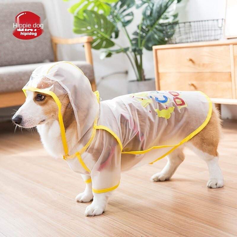 Áo Mưa Corgi Bảo Vệ Dạ Dày Chó Mưa Quần Áo Không Thấm Nước Thú Cưng Nhỏ Cỡ Trung Bình Chân Chó Chìa Khóa Trao Tay Kiểu Trung Quốc Che Ngực Poncho