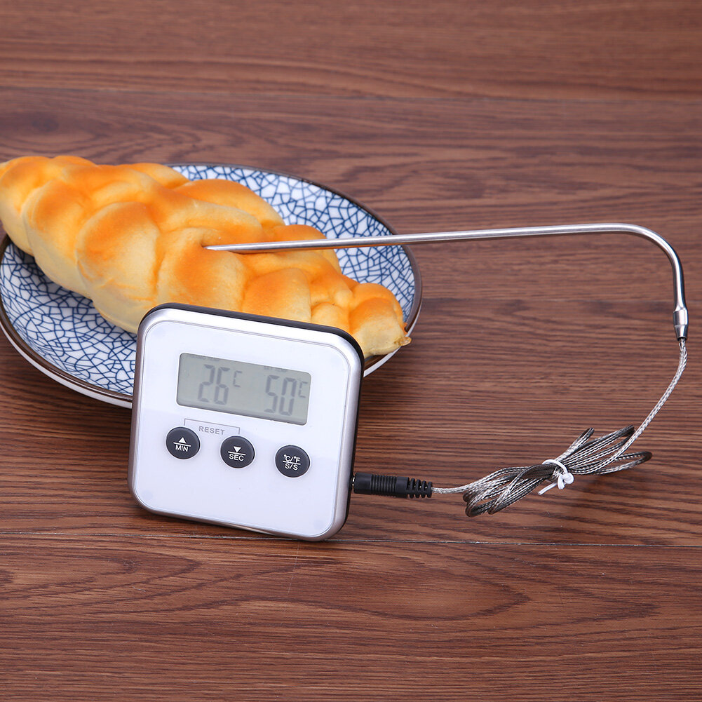 【Hot sale】Electronic Thermometer Timer Food Meat Temperature Meter Gauge with Probe