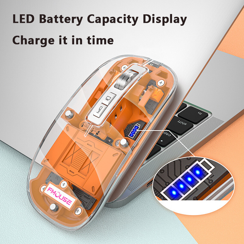 Vaorlo 2.4G chuột không dây bluetooth có thể điều chỉnh DPI LED Pin Hiển Thị Loại C Nhanh Chóng Sạc Câm Nút Chuột RGB trong suốt sành điệu 3 Mô Hình Kết Nối Cho Cửa Sổ trò chơi máy tính văn phòng