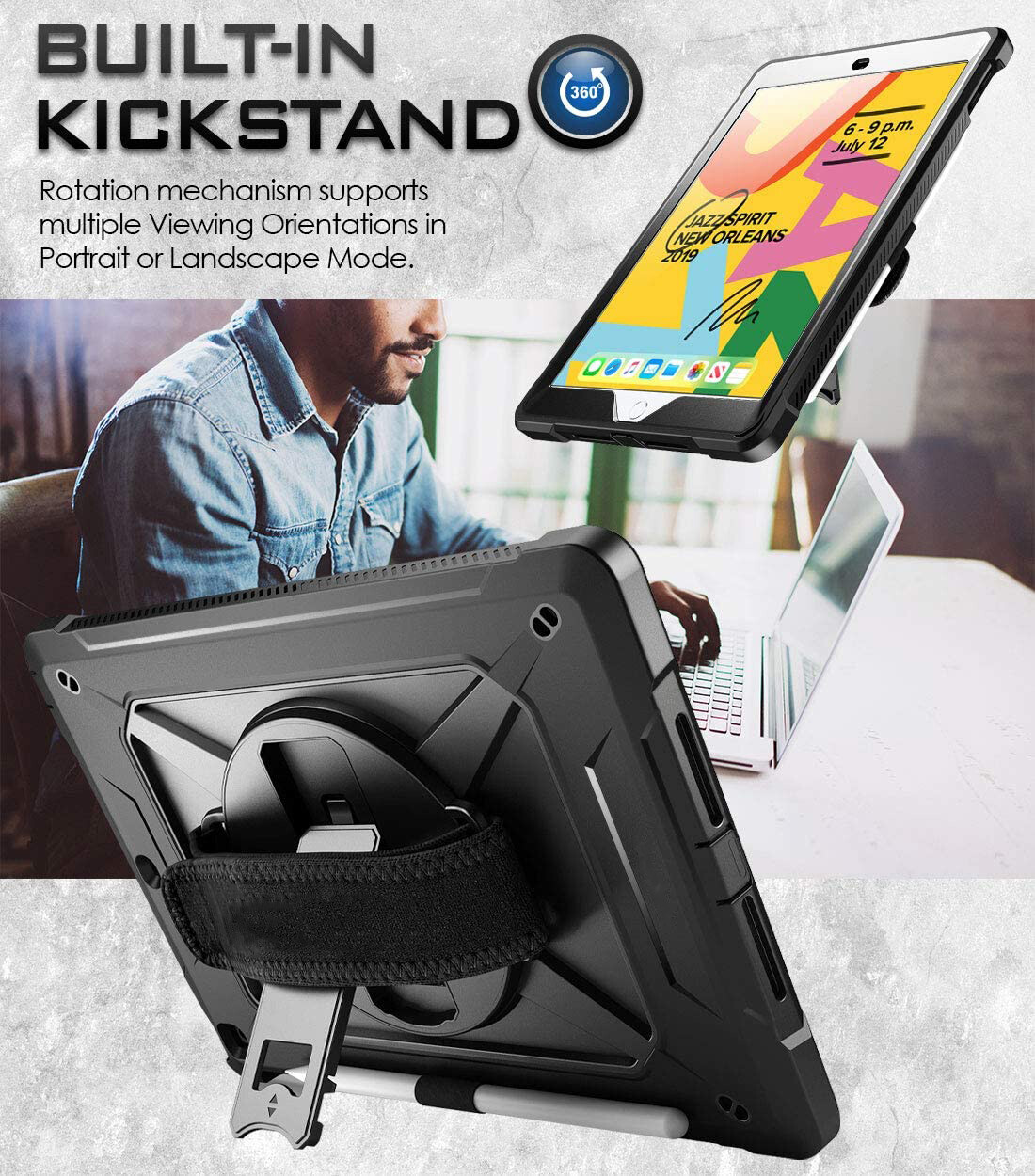 Vỏ Ốp ipad với dây đeo hộp đựng bút chì/vai, dây đeo tay chân quay 360 chịu lực cao chống sốc chắc Chắn Vỏ Ốp iPad Pro 11 2025 2024 2022 2021 2020 2018, iPad/11th/10th/9th/8th/7th/6th/5th Gen, iPad Air 8/Air 7/Air 6/Air/5 Air 4/Air 2, Mini 7/6/5/4