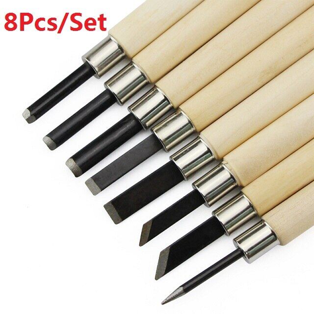 4-6-8pcs/set 11mm Alloy Stell Carving Model Burin Woodcarving Tools Manual Utility Rubber Stamp Potteryceramics Diy New