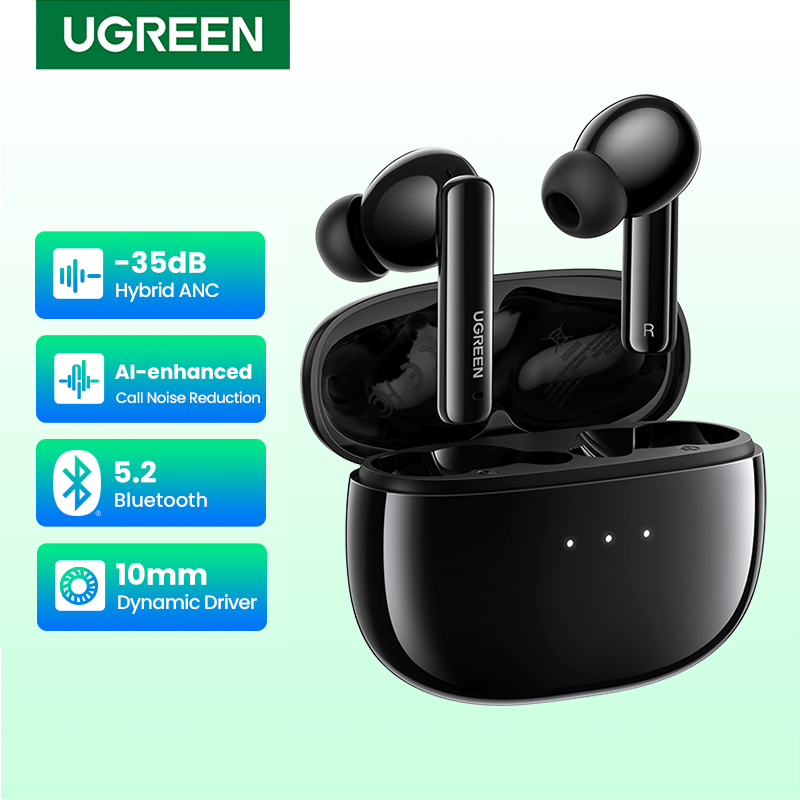 UGREEN HiTune T3 ANC Wireless TWS Bluetooth 5.2 Earphones , Active Noise Cancellation, in-Ear Mics Handfree Phone Earbuds