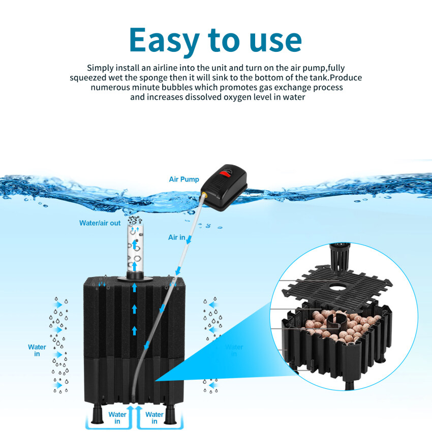 【Ready Stock+100 Original】Aquarium Air Filter Fish Tank Shrimp