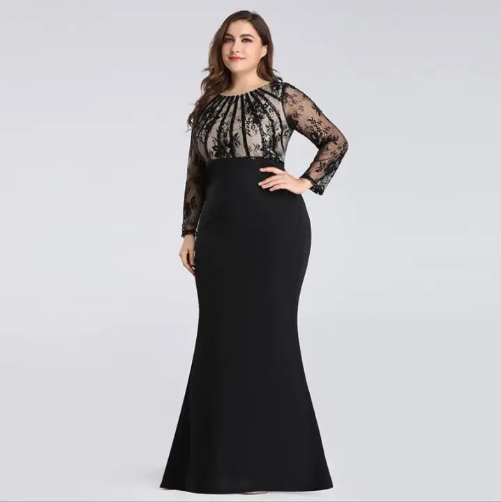 long sleeve plus size evening dresses