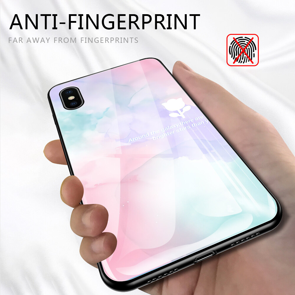 Jizetin Hard Case For Xiaomi MI Note 10 Note 10 Pro CC9 Pro Note10 Lite Multicolored Dreamlike Painting Design Shockproof Glossy Case Tempered Glass Back Cover Casing
