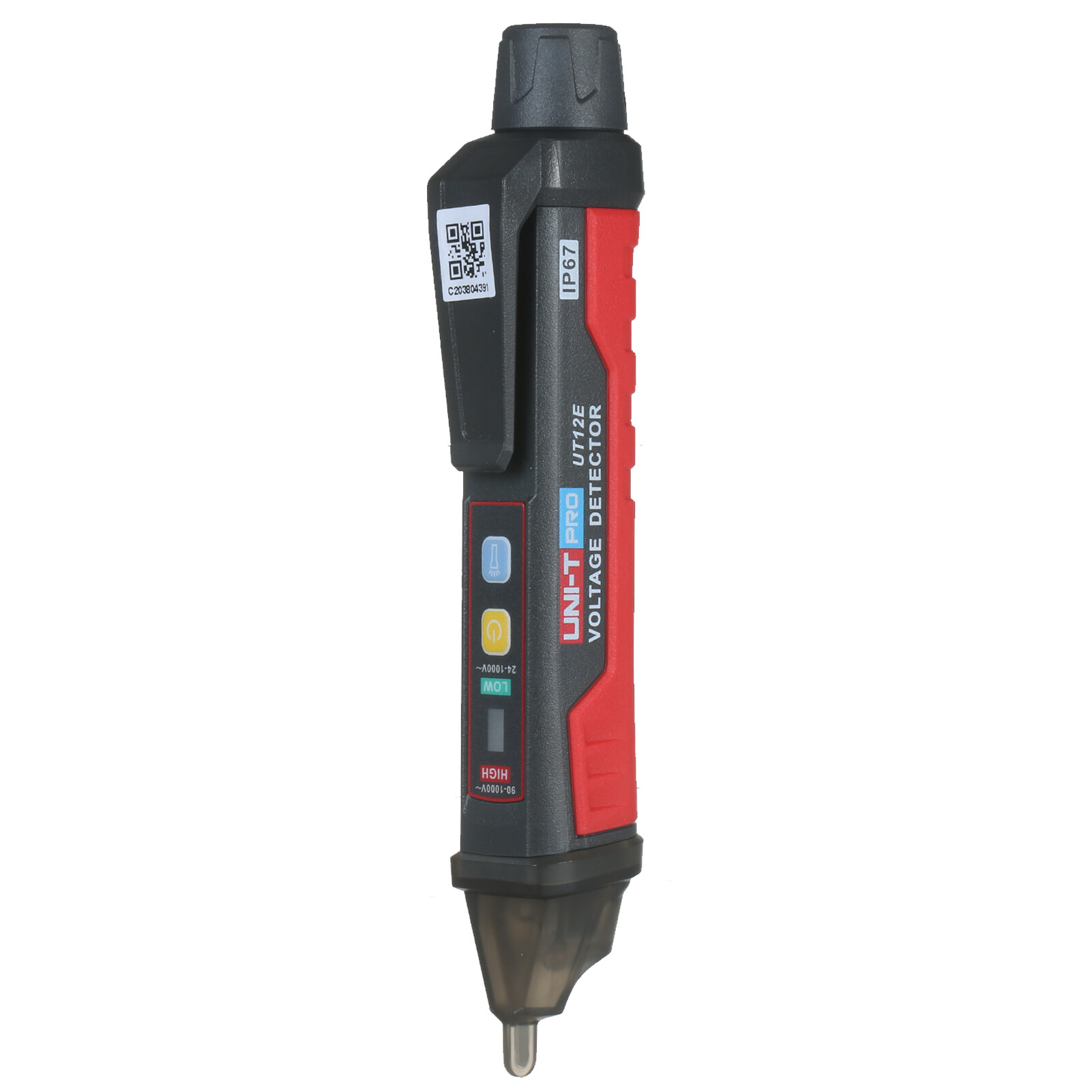 UNI-T UT12E AC Voltage Detector Meter 24V-1000V Non-Contact Portable Tester Pen Socket Volt Current Electric Test Pencil with Sound and Light Alarm and LED Flashlight Vibration