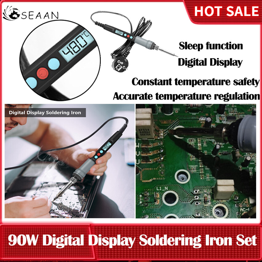 90W Soldering Iron LED Digital Display Adjustment And Repair 220V Electric Solder Iron Portable Tin Welding Tools European Plug