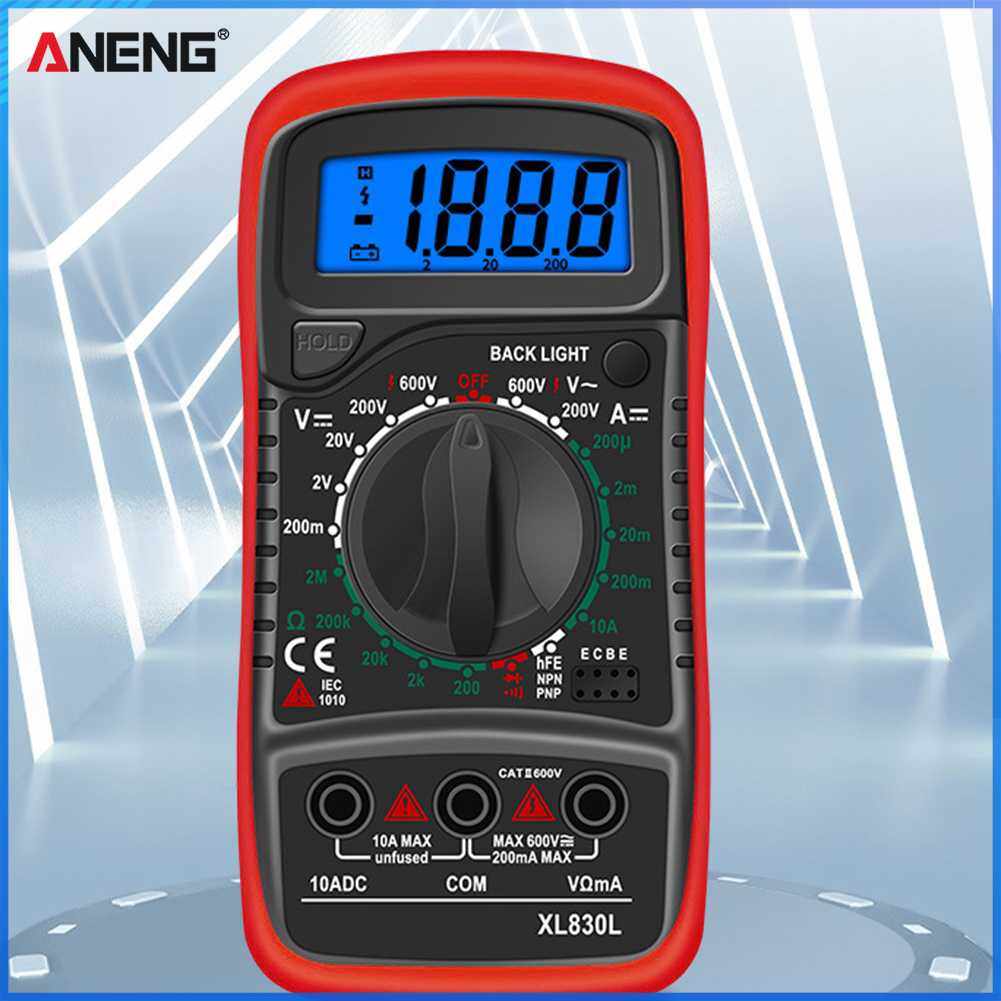 Portable AC/DC Voltage Test Meter LCD Backlight Display Multifunctional Digital Multimeter Tester for Professional Factory School