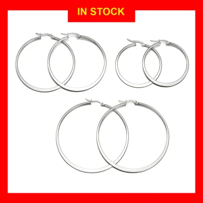 JUALAN HEBAT Women Simple Big Hoop Pendant Hook Earrings Pure Color Circle Round Ear Studs