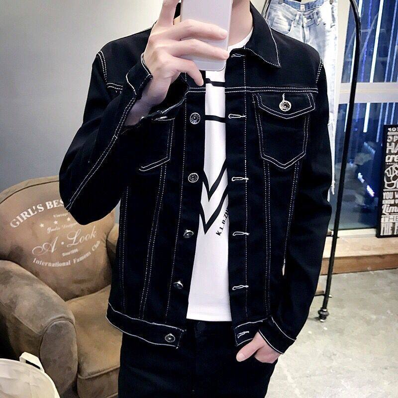 Mens Jacket Korean Style Denim 2022 Winter New Slim Fit Black Jacket Fashion Trendy Casual Cowboy Coat Men