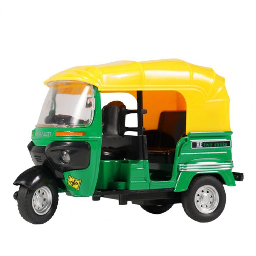 TOYSMARS 1:12 Alloy Pull Back Tricycle Model Toy with Sound and Light Tuk Tuk Taxi Motorcycle Alloy Rickshaw Three Wheels Car Vehicle Toy for Kids Gifts Home Decor