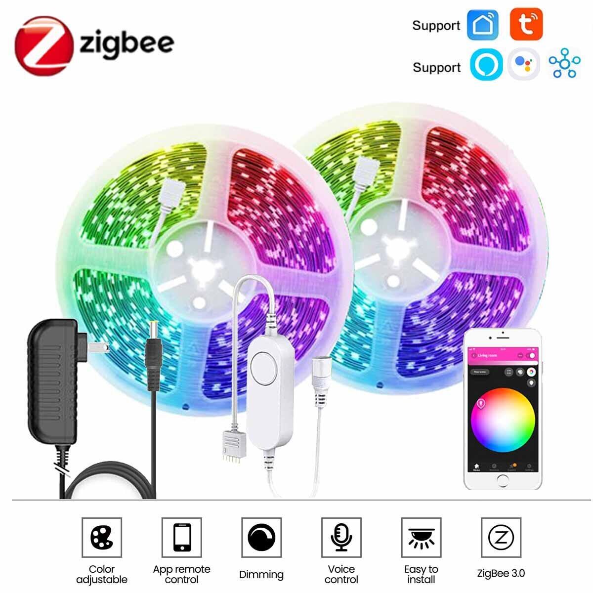 12V Zigbee Smart LED Strip RGB LED Strips Light Wireless Remote Control Support Tuya Smartthings Zigbee2mqtt Echo Google Home Explosive