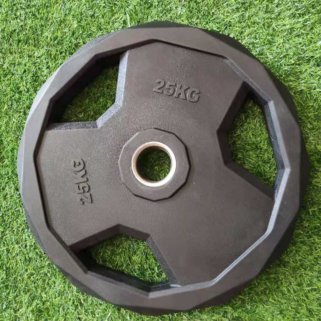 Premium Quality Pev Weight Plate 25kg 5cm Olympic Pev Matte Coated Plate Tri Grip Dumbbell