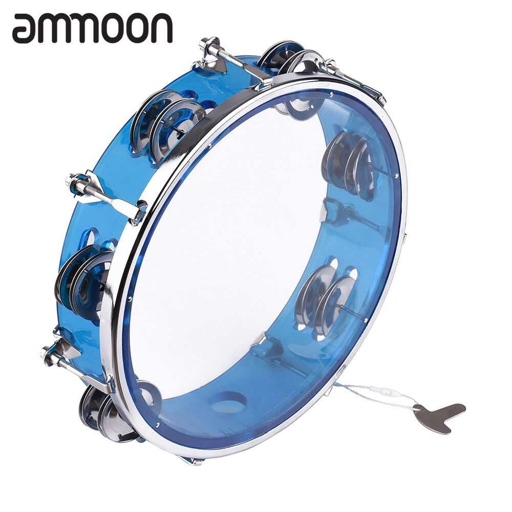 [ammoon]8-inch Tambourine Handbell Hand Drum with Double Row Jingles Percussion Instrument