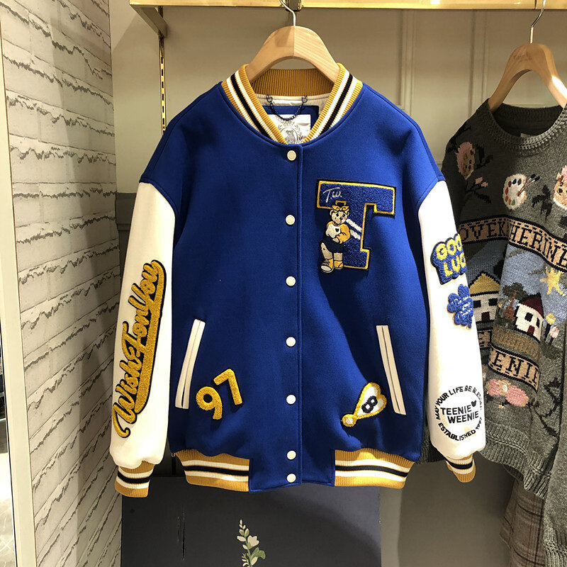 Kayleigh Sweatshirt Women Spring and Autumn Thin Section Korean Version Tide Bear Loose All-match Jacket Baseball Uniform Jacket