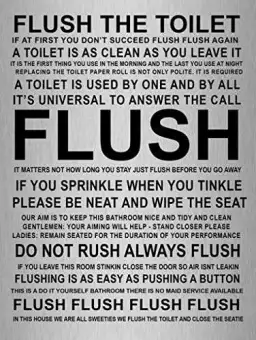 Warning Tin Signs Metallic Humour Flush Toilet Bathroom Quote Metallic Humour Flush Toilet Bathroom