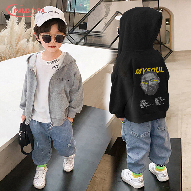 IP Boys' cardigan hoodie and velvet hoodie boys' jacket printed hoodie zipper jacket