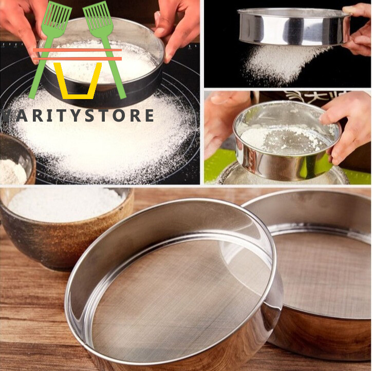 【Varitystore】304 Stainless Steel Flour Sieve Thickened Sesame Baking Tools 60 Mesh Ultra-fine Lid Kitchen Accessories
