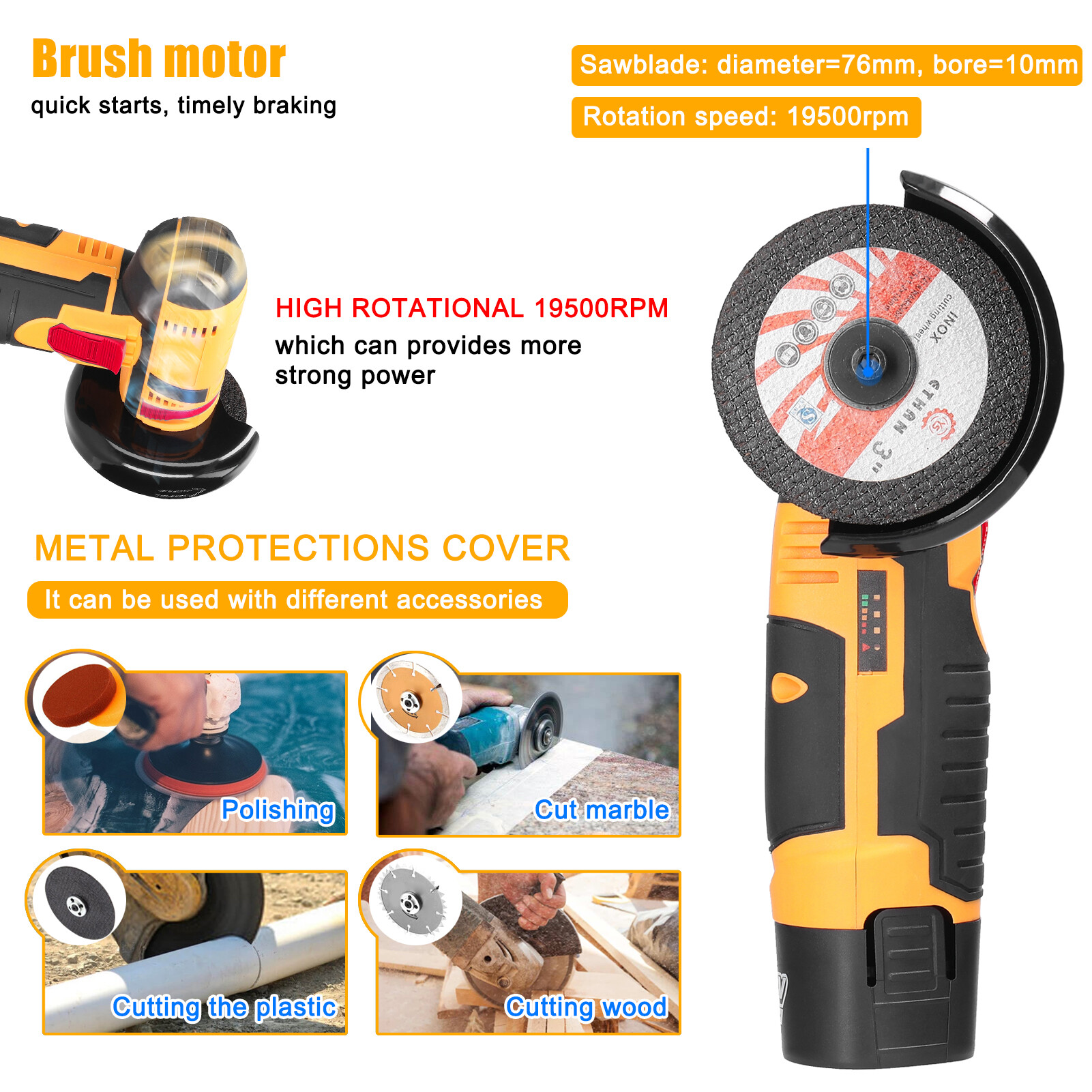 Smart Sensor 19500rpm Electric Grinding Machine Handheld Multifunctional Mini Grinder for Cutting Polishing Ceramic Tile Wood Stone Steel