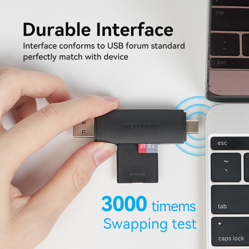 Vention USB 3.0 2 Trong 1 Đầu Đọc Thẻ Nhớ USB A Type C to SD TF Micro SD Bộ Chuyển Đổi cho Laptop OTG Smart Phone Tablet Desktop All in One Memory SD Card Reader