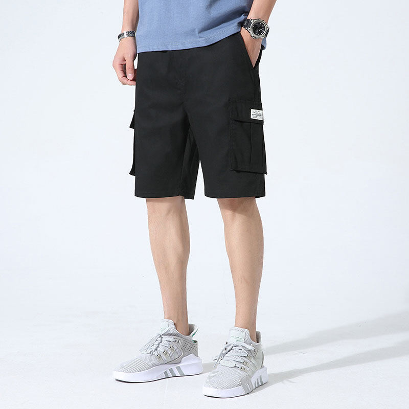 100% Cotton Men Cargo Short Pants Fashion Khaki Shorts Casual Cargo Pants Summer Beach Shorts Sports Shorts Cropped Shorts Drawstring Shorts
