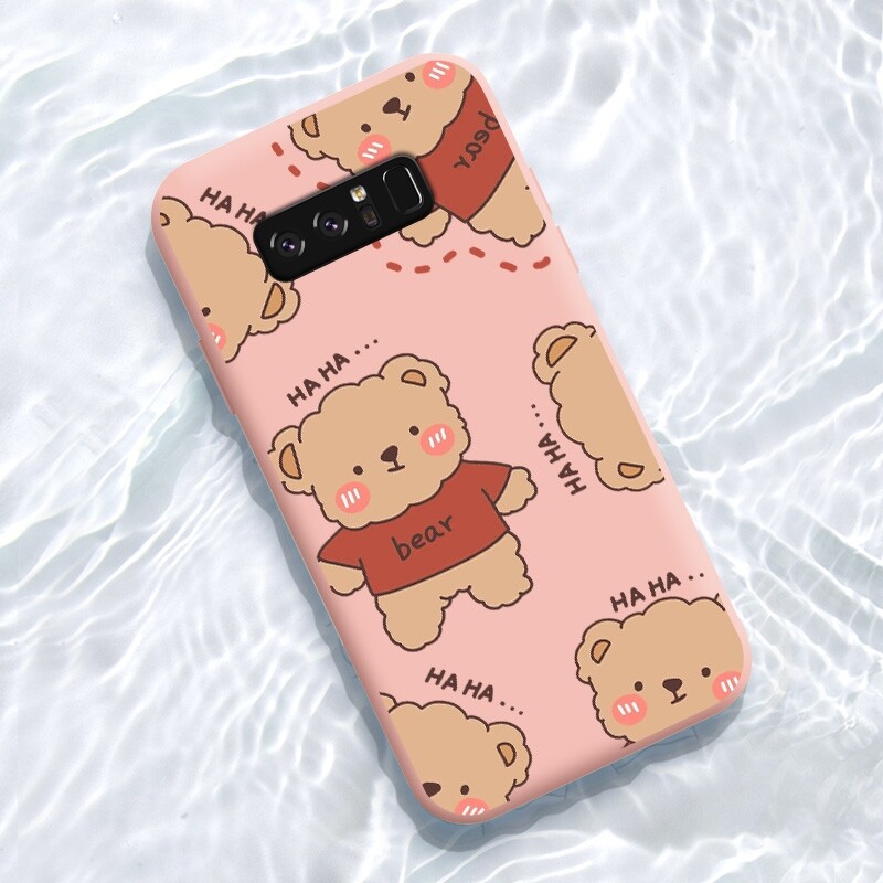 For Samsung galaxy Note 10 LITE Note 10 PLUS Note 20 ULTRA Note 8 Note 9 Phone Case with cute cartoon Plush Bear Shockproof soft Back Cover Liquid Silicone side Pattern Camera Full Lens side protector casing for girls