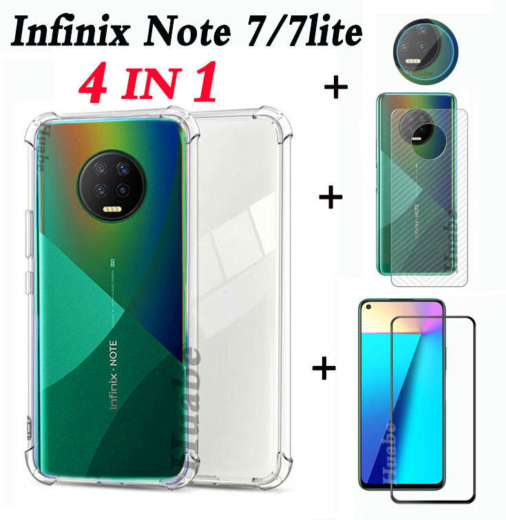 สำหรับinfinix Note 7เคสโทรศัพท์4in1 Infinix Note 7 Liteแบบเต็มหน้าจอฟิล์มกันรอยกันกระแทก ฟิล์ม