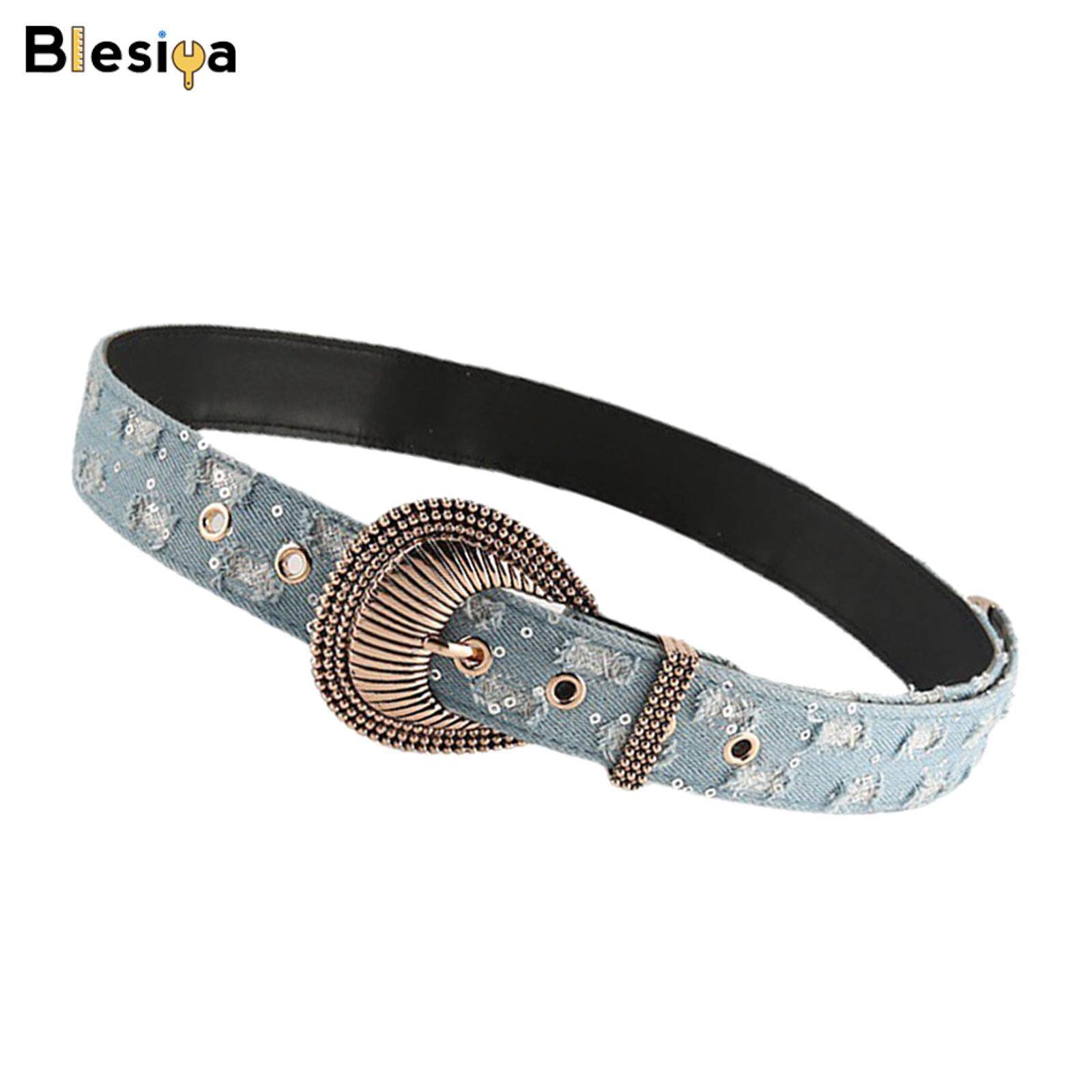 Blesiya Thắt Lưng Denim Cho Nữ Dây Thắt Lưng Punk Phong Cách Retro Thường