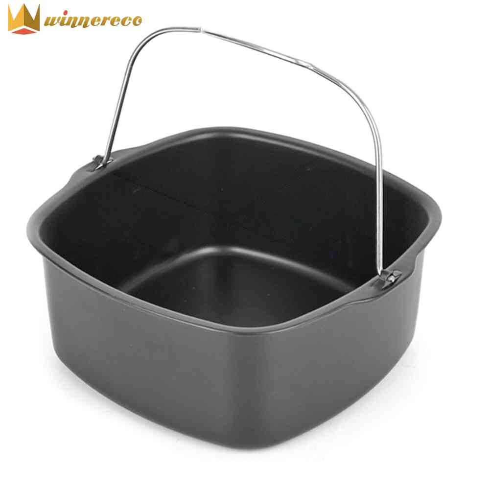 Square Cake Baking Tray Non-stick Air Fryer Baking Basket Pizza Plate Dish Pot