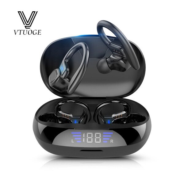 VTUOGE TWS Bluetooth Earphones With Microphones Sport Ear Hook LED Display Wireless Headphones HiFi Stereo Earbuds Waterproof Headsets 40mAh Singapore