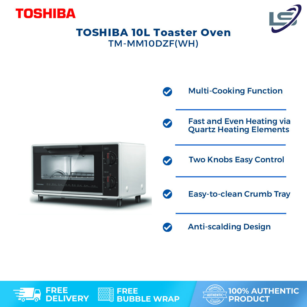 TOSHIBA 10L Toaster Oven TMMM10DZF(WH) Compact Footprint with Neat Design Fast and Even