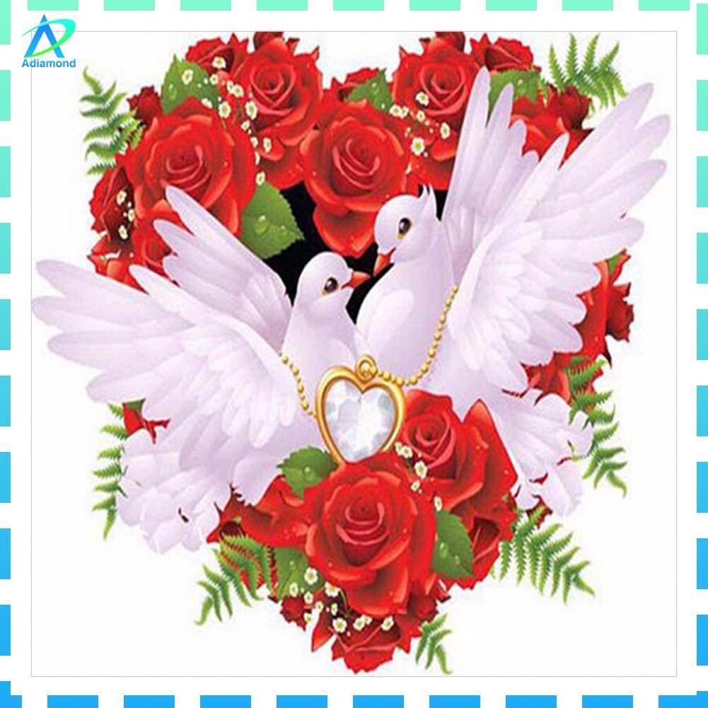 Rose Love Pigeon DIY Full Drill Diamond Painting Embroidery Cross Stitch