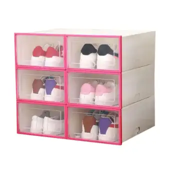 Miyahome Diy Clear Plastic Shoe Boxes Stackable Folding Shoe