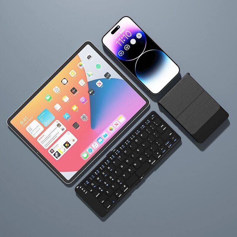 JOMAA Foldable Bluetooth Keyboard 3.0 Ultra Slim Folding Mini Rechargeable Keyboard for iPad Android Mac OS Laptop Tablet