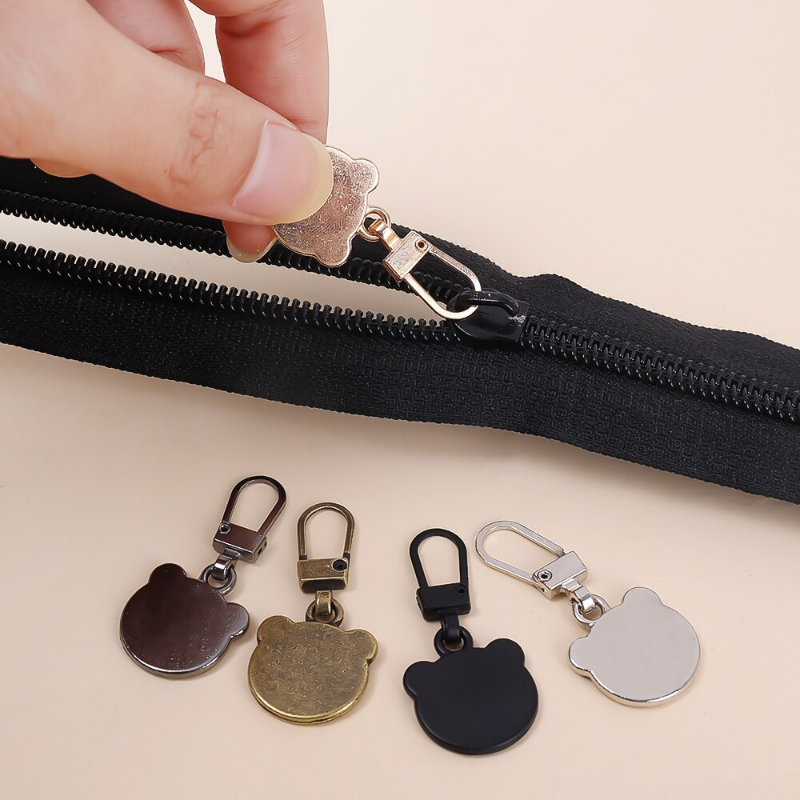5pcs Small Bear Head Detachable Zipper Puller Replacement Tab Zipper Sliders Head Repair Kit Suitcases Luggage Backpacks Handbags Accessories
