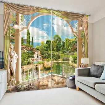 Loviver Shower Curtain Scenery Window Curtains 3d Printing Room