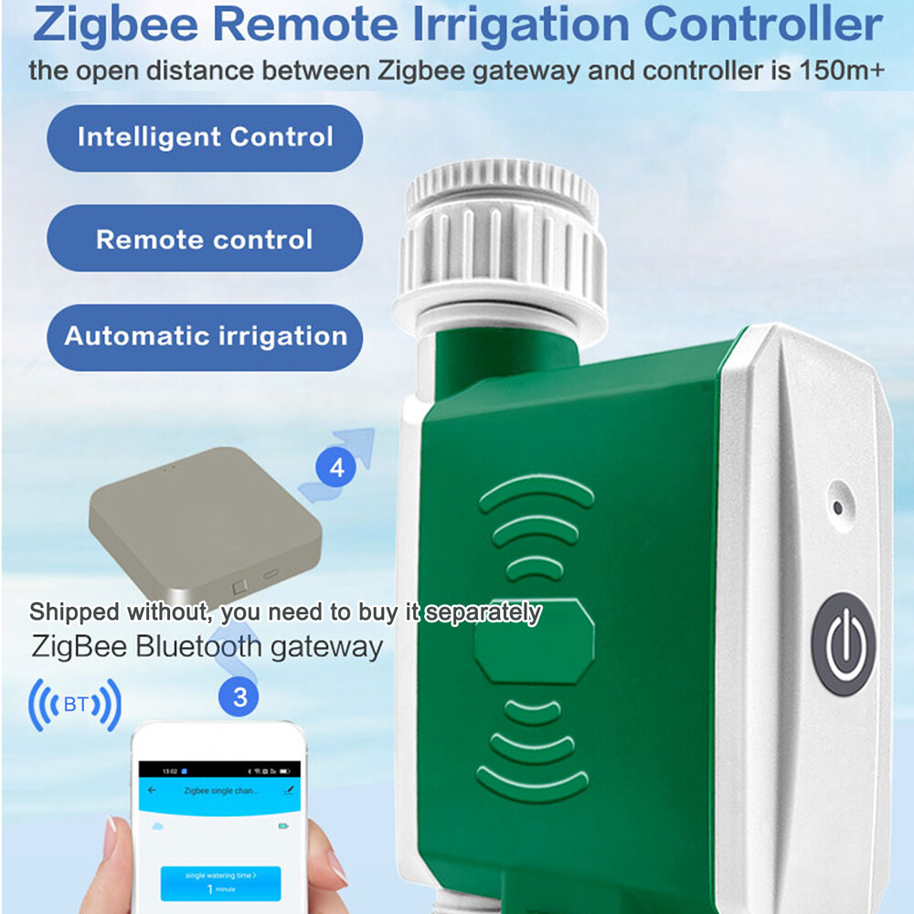 Smart Sensor Tuya ZigBee Watering Timer Drip Irrigation Controller Automatic Garden Watering System APP Control Compatible with Amazon Alexa and Google Assistant for Voice Control