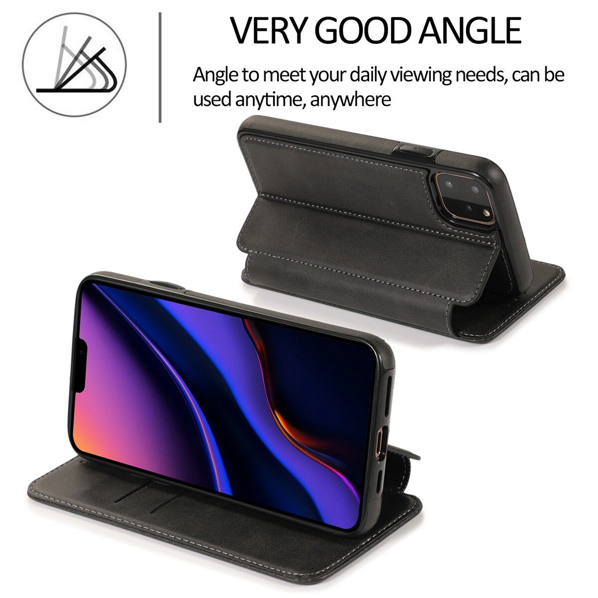 Dành Cho iPhone 6 6S 7 8 Plus X XR XS Max iPhone 11 Pro Max / iPhone 12 Mini / iPhone 12 Pro Max, Bao Da Nắp Gập Dạng Ví Từ Tính Có Khe Cắm Thẻ Đứng Ốp Điện Thoại