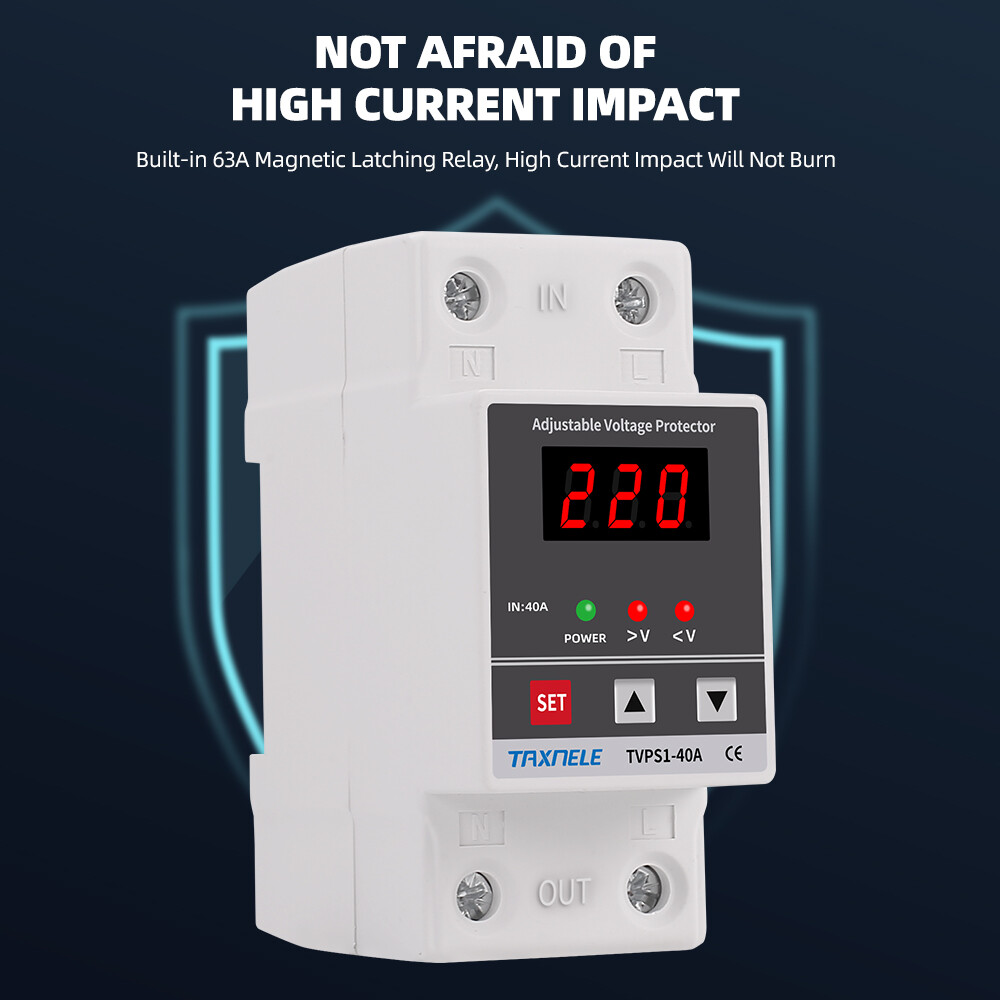 Digital Voltage Protector 40A 60A din rail Adjustable Protection Over Under Automatic High Low Voltage Protect relay protective