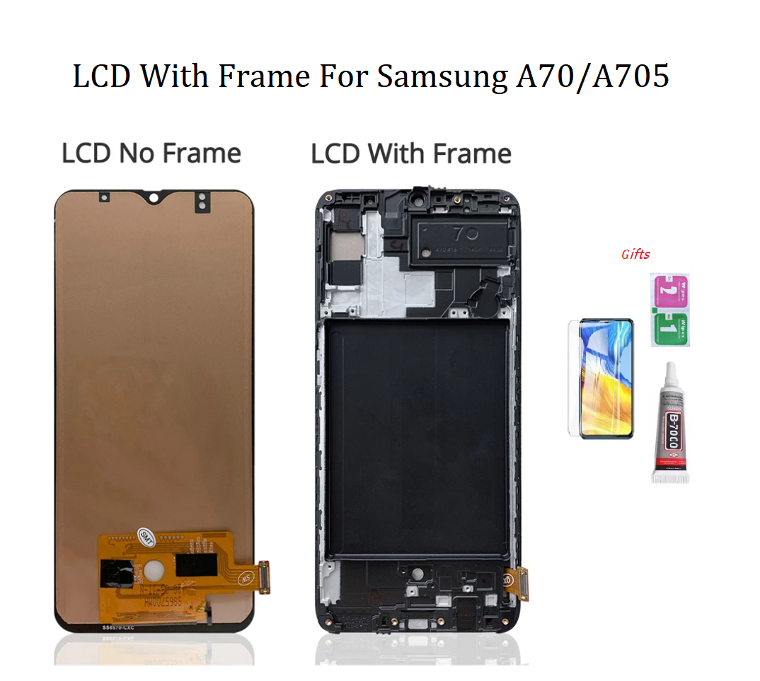 Oled with frame for samsung galaxy a70 2019 a70 a705 lcd display with frame touch screen digitizer assembly