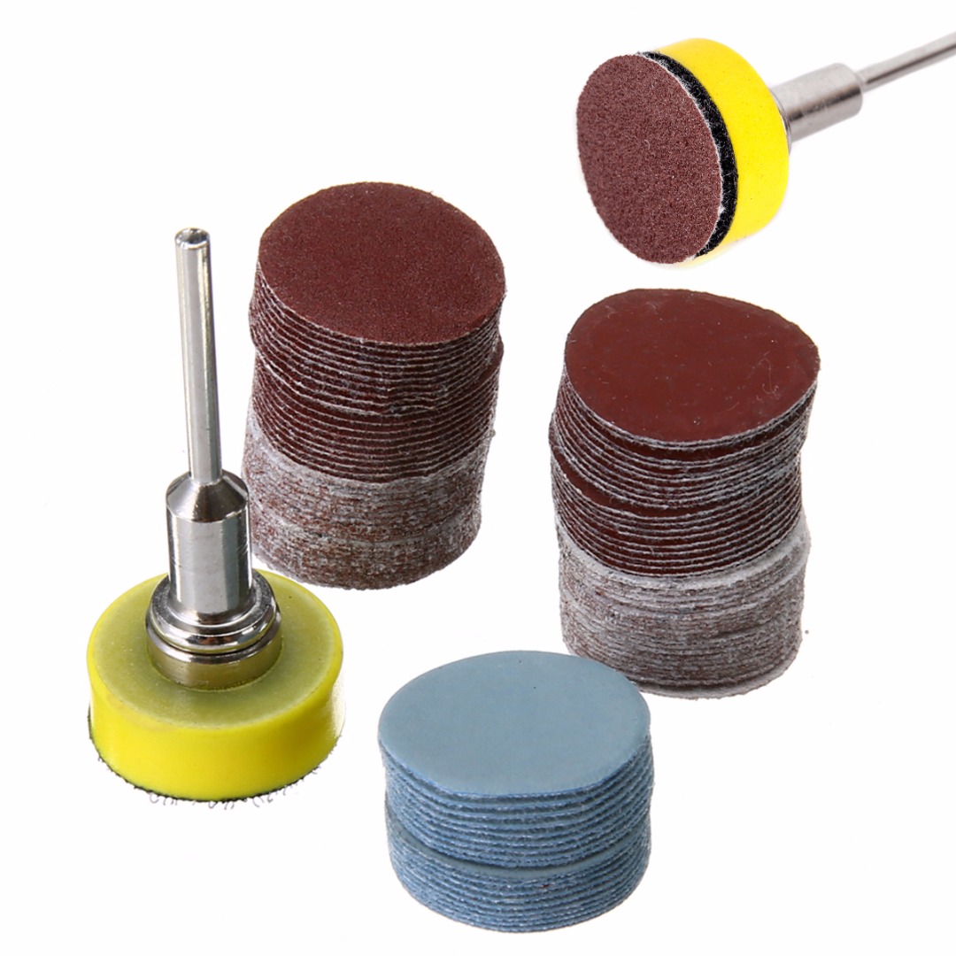 BOKALI 100pcs Sanding Discs + 1  Abrasives Hook & Loop Backer Plate + 1/8inch Shank Set