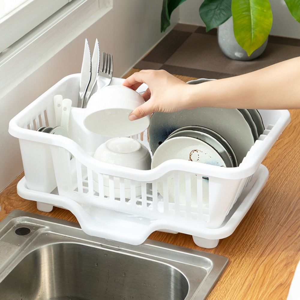 HOUSEWIFE SPACE Kitchen Chopsticks Spoons Organizer Plates Countertop Dinnerware Drain Board Storage Rack Utensils Drainer Rack Dish Drying Rack