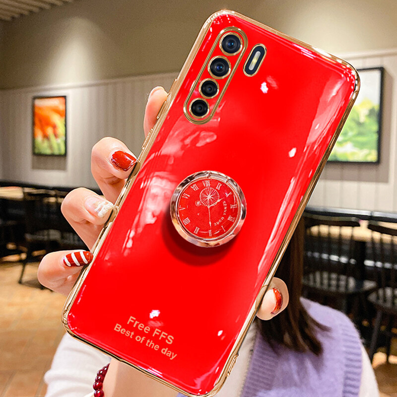 Ốp Lưng LIFEBELLE Dành Cho Ốp OPPO Reno3 / A91 Giá Đỡ Có Nhẫn Đeo Ngón Tay, Ốp Mạ Siêu Mỏng Sáng Bóng Sang Trọng Ốp Điện Thoại Bé Gái Silicone TPU Mềm Vỏ Bảo Vệ Điện Thoại Chống Sốc